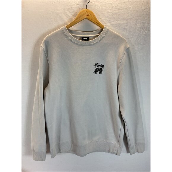 Vintage White Pigment Dyed Stussy Dice Crewneck size MD sweatshirt - Picture 1 of 11